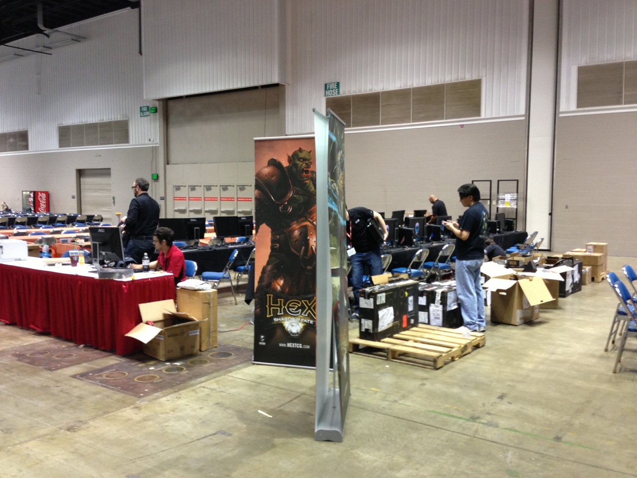 Setting up the Hex League play area. A little behind schedule because of some logistics issues...